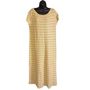 ZARA Knit Short Sleeves Midi Sweater Dress Beige Soft Yellow Women Size L